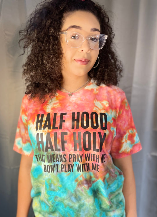 Half Hood Half Holy Coral & Sea glass Tee