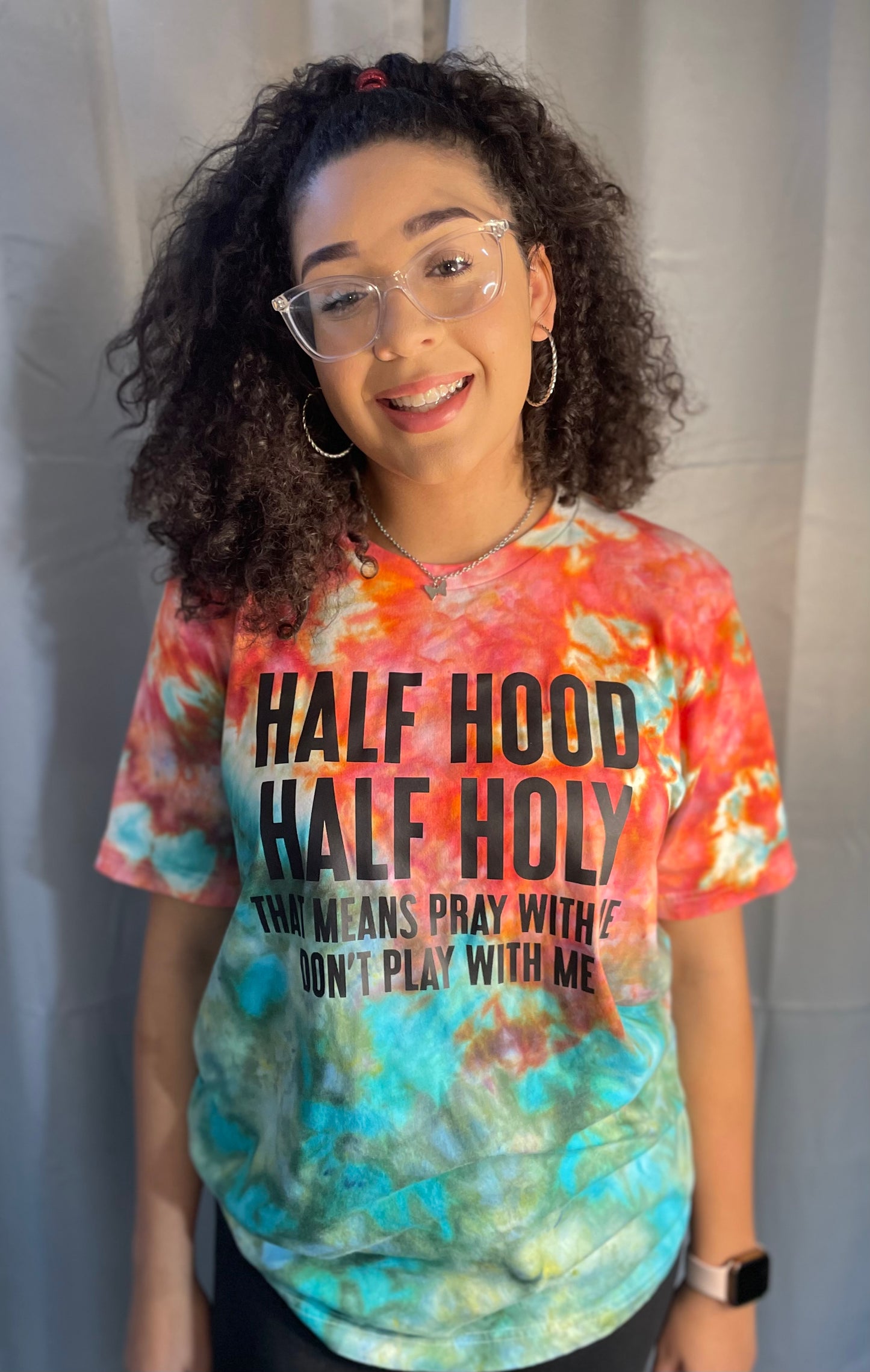 Half Hood Half Holy Coral & Sea glass Tee