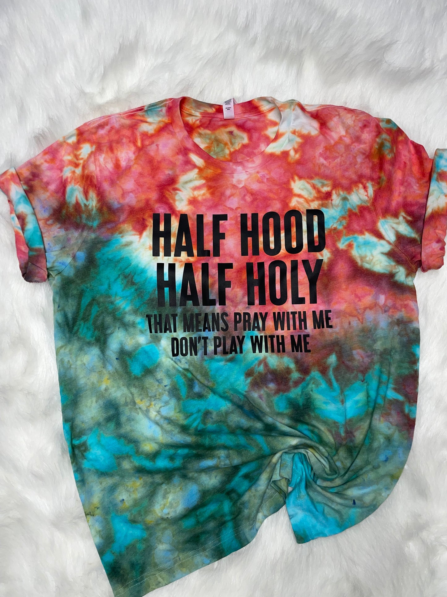 Half Hood Half Holy Coral & Sea glass Tee