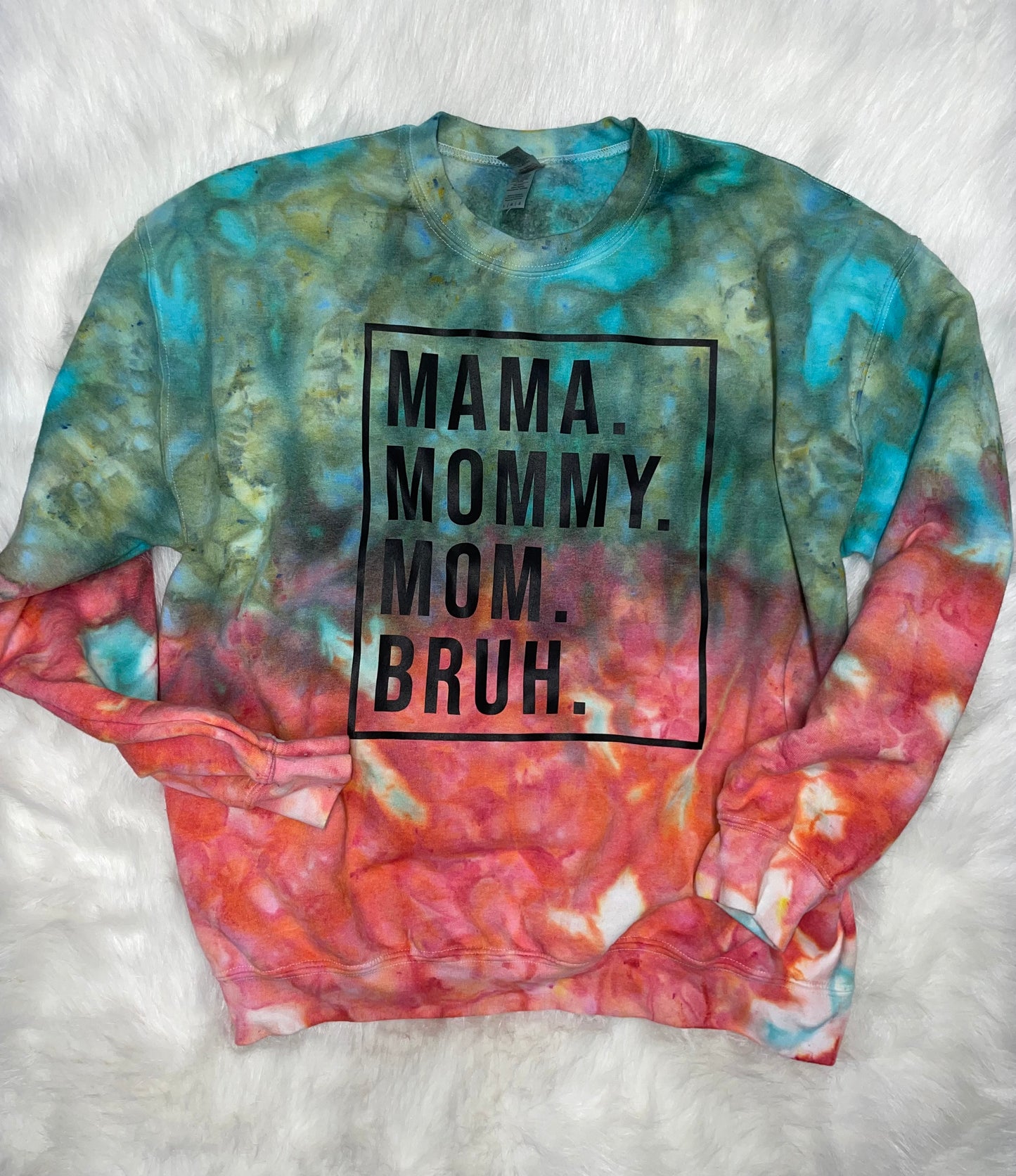 Mama,Mommy,Mom,Bruh Coral & Seaglass crewneck