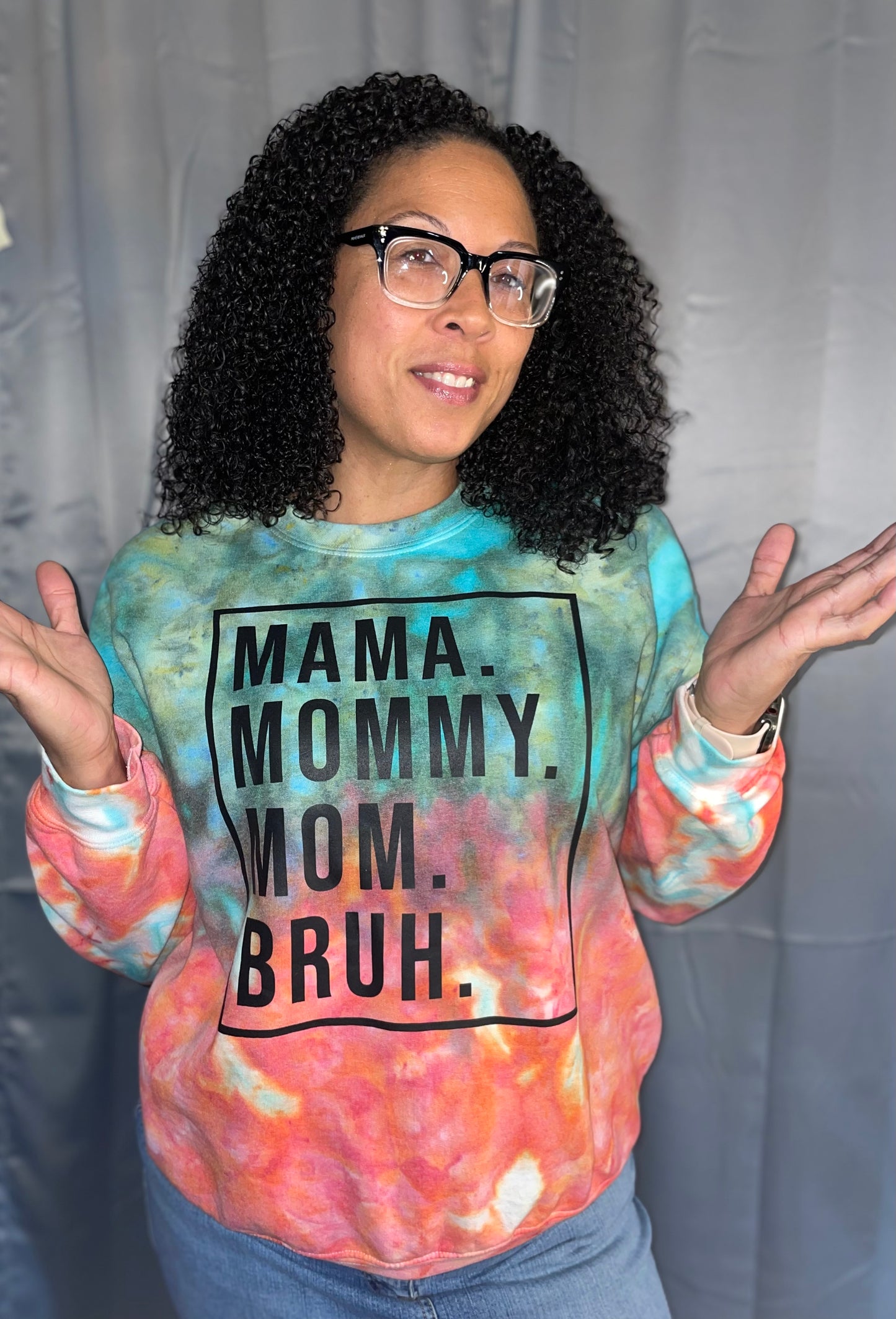 Mama,Mommy,Mom,Bruh Coral & Seaglass crewneck